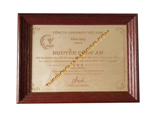 Bảng Vinh Danh - Bằng Khen Gỗ Khắc Tên