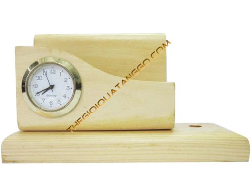 Đồng Hồ Gỗ Để Bàn Gỗ va Khe Đựng Name Card