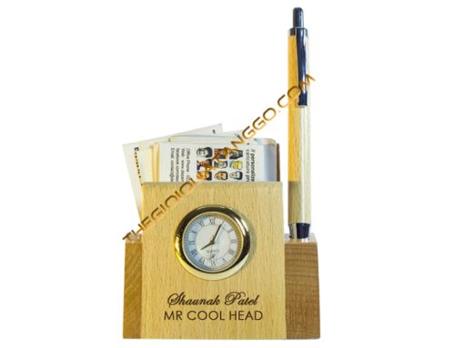 Hộp Lọ Cắm Bút Đơn Giản và Đồng Hồ Để Bàn Quảng Cáo