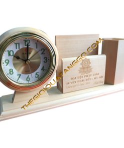 Hộp Lọ Cắm Bút Gỗ Cao Cấp Có Đồng Hồ