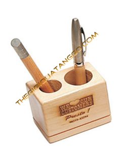 Hộp Lọ Cắm Bút Gỗ Khắc Laser Logo