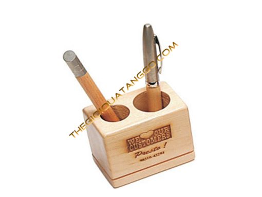 Hộp Lọ Cắm Bút Gỗ Khắc Laser Logo