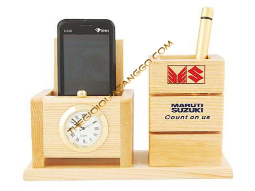 Hộp Lọ Cắm Bút Gỗ Quảng Cáo