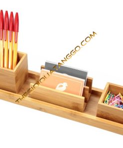 Hộp lọ cắm bút gỗ tre đơn giản khắc logo công ty