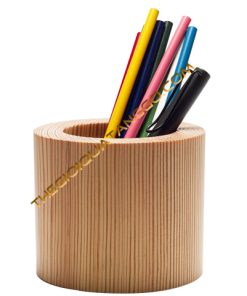 Hộp Lọ Cắm Bút Gỗ Tròn