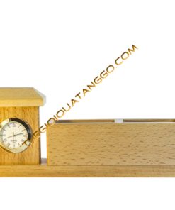 Hộp Lọ Cắm Bút Gỗ và Đồng Hồ