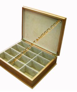 Hộp Trà Gỗ Màu Vàng