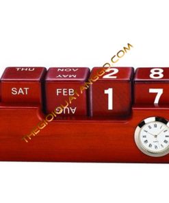 Lịch Để Bàn Gỗ và Đồng Hồ